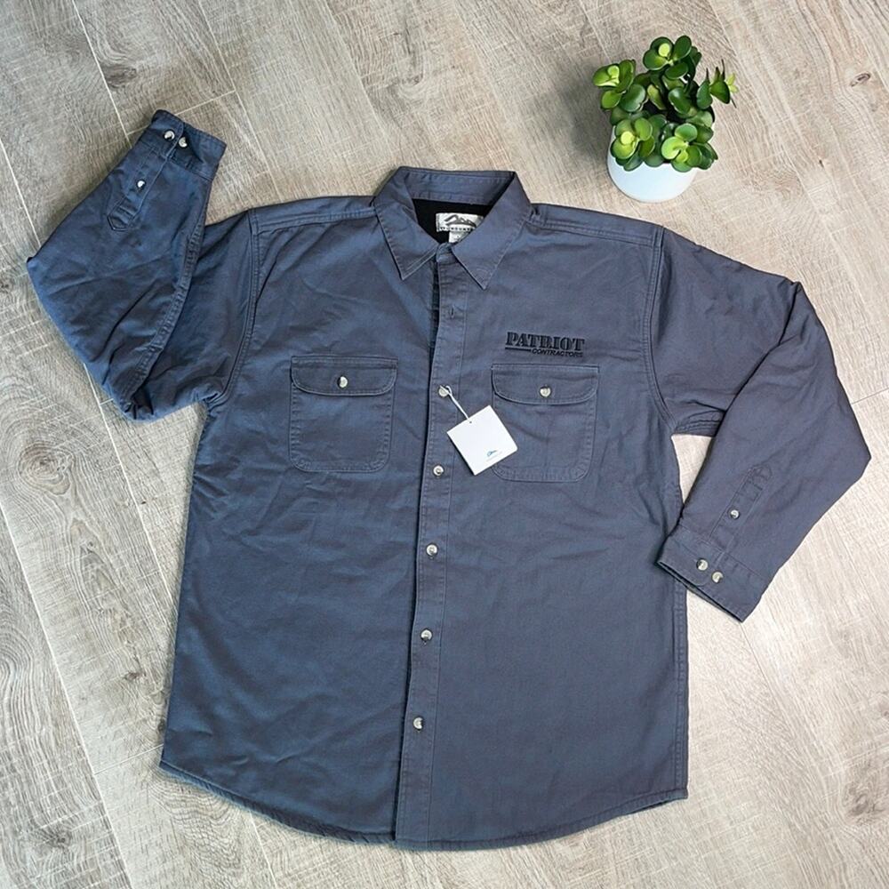 NWT TRI-MOUNTAIN Men's Gray Fleece Lined Collared Button Down Shirt